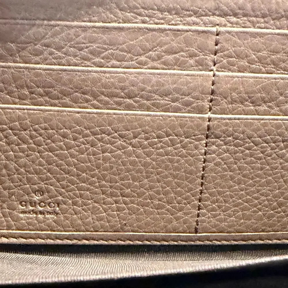 Gucci Zip Around Pebbled Leather Bamboo Guccissima Wallet Gray AS IS - Picture 11 of 11